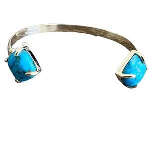 Chic and Elegant Gold Tone Cuff Bracelet with Turquoise Detail